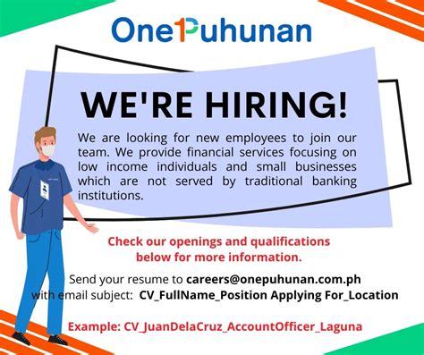careers@onepuhunan.com.ph|WE ARE NOW HIRING!!!! .